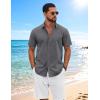imageCOOFANDY Mens Button Down Shirts Short Sleeve Casual Shirt Cotton Summer Beach Linen Wedding ShirtsDark Grey