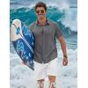 imageCOOFANDY Mens Button Down Shirts Short Sleeve Casual Shirt Cotton Summer Beach Linen Wedding ShirtsDark Grey