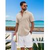 imageCOOFANDY Mens Button Down Shirts Short Sleeve Casual Shirt Cotton Summer Beach Linen Wedding ShirtsKhaki