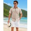 imageCOOFANDY Mens Button Down Shirts Short Sleeve Casual Shirt Cotton Summer Beach Linen Wedding ShirtsKhaki