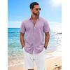 imageCOOFANDY Mens Button Down Shirts Short Sleeve Casual Shirt Cotton Summer Beach Linen Wedding ShirtsLavender