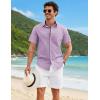 imageCOOFANDY Mens Button Down Shirts Short Sleeve Casual Shirt Cotton Summer Beach Linen Wedding ShirtsLavender