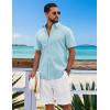 imageCOOFANDY Mens Button Down Shirts Short Sleeve Casual Shirt Cotton Summer Beach Linen Wedding ShirtsLight Blue