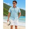 imageCOOFANDY Mens Button Down Shirts Short Sleeve Casual Shirt Cotton Summer Beach Linen Wedding ShirtsLight Blue