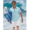 imageCOOFANDY Mens Button Down Shirts Short Sleeve Casual Shirt Cotton Summer Beach Linen Wedding ShirtsLight Blue