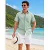 imageCOOFANDY Mens Button Down Shirts Short Sleeve Casual Shirt Cotton Summer Beach Linen Wedding ShirtsLight Green