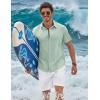 imageCOOFANDY Mens Button Down Shirts Short Sleeve Casual Shirt Cotton Summer Beach Linen Wedding ShirtsLight Green