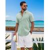 imageCOOFANDY Mens Button Down Shirts Short Sleeve Casual Shirt Cotton Summer Beach Linen Wedding ShirtsLight Green