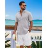 imageCOOFANDY Mens Button Down Shirts Short Sleeve Casual Shirt Cotton Summer Beach Linen Wedding ShirtsLight Grey