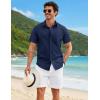 imageCOOFANDY Mens Button Down Shirts Short Sleeve Casual Shirt Cotton Summer Beach Linen Wedding ShirtsNavy Blue