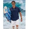 imageCOOFANDY Mens Button Down Shirts Short Sleeve Casual Shirt Cotton Summer Beach Linen Wedding ShirtsNavy Blue