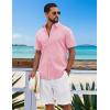imageCOOFANDY Mens Button Down Shirts Short Sleeve Casual Shirt Cotton Summer Beach Linen Wedding ShirtsPink