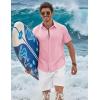 imageCOOFANDY Mens Button Down Shirts Short Sleeve Casual Shirt Cotton Summer Beach Linen Wedding ShirtsPink