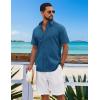 imageCOOFANDY Mens Button Down Shirts Short Sleeve Casual Shirt Cotton Summer Beach Linen Wedding ShirtsSea Blue