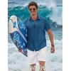imageCOOFANDY Mens Button Down Shirts Short Sleeve Casual Shirt Cotton Summer Beach Linen Wedding ShirtsSea Blue