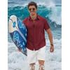 imageCOOFANDY Mens Button Down Shirts Short Sleeve Casual Shirt Cotton Summer Beach Linen Wedding ShirtsWine Red