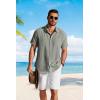 imageCOOFANDY Mens Button Down Shirts Short Sleeve Casual Shirt Summer Beach Textured ShirtsArmy Green
