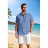 imageCOOFANDY Mens Button Down Shirts Short Sleeve Casual Shirt Summer Beach Textured ShirtsBright Blue