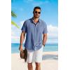 imageCOOFANDY Mens Button Down Shirts Short Sleeve Casual Shirt Summer Beach Textured ShirtsDenim Blue