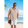 imageCOOFANDY Mens Button Down Shirts Short Sleeve Casual Shirt Summer Beach Textured ShirtsKhaki