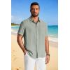 imageCOOFANDY Mens Button Down Shirts Short Sleeve Casual Shirt Summer Beach Textured ShirtsLight Green