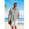 imageCOOFANDY Mens Button Down Shirts Short Sleeve Casual Shirt Summer Beach Textured ShirtsLight Green