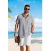 imageCOOFANDY Mens Button Down Shirts Short Sleeve Casual Shirt Summer Beach Textured ShirtsLight Grey