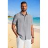 imageCOOFANDY Mens Button Down Shirts Short Sleeve Casual Shirt Summer Beach Textured ShirtsLight Grey