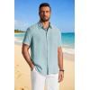 imageCOOFANDY Mens Button Down Shirts Short Sleeve Casual Shirt Summer Beach Textured ShirtsMint Green