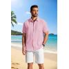 imageCOOFANDY Mens Button Down Shirts Short Sleeve Casual Shirt Summer Beach Textured ShirtsPink