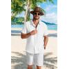 imageCOOFANDY Mens Button Down Shirts Short Sleeve Casual Shirt Summer Beach Textured ShirtsWhite
