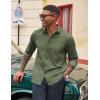 imageCOOFANDY Mens Casual Button Down Long Sleeve Untucked Denim Dress ShirtArmy Green
