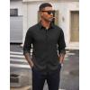 imageCOOFANDY Mens Casual Button Down Long Sleeve Untucked Denim Dress ShirtBlack