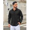 imageCOOFANDY Mens Casual Button Down Long Sleeve Untucked Denim Dress ShirtBlack
