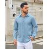 imageCOOFANDY Mens Casual Button Down Long Sleeve Untucked Denim Dress ShirtClear Blue
