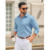 imageCOOFANDY Mens Casual Button Down Long Sleeve Untucked Denim Dress ShirtClear Blue