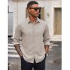 imageCOOFANDY Mens Casual Button Down Long Sleeve Untucked Denim Dress ShirtLight Khaki