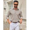 imageCOOFANDY Mens Casual Button Down Long Sleeve Untucked Denim Dress ShirtLight Khaki
