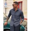 imageCOOFANDY Mens Casual Button Down Long Sleeve Untucked Denim Dress ShirtNavy Blue
