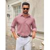 imageCOOFANDY Mens Casual Button Down Long Sleeve Untucked Denim Dress ShirtPurple Red