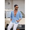 imageCOOFANDY Mens Casual Button Down Shirt Summer Beach Shirts Lightweight Hoodie Sun Protection Coverup for Travel VacationBlue