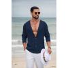 imageCOOFANDY Mens Casual Button Down Shirt Summer Beach Shirts Lightweight Hoodie Sun Protection Coverup for Travel VacationNavy Blue