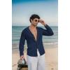 imageCOOFANDY Mens Casual Button Down Shirt Summer Beach Shirts Lightweight Hoodie Sun Protection Coverup for Travel VacationNavy Blue