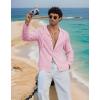 imageCOOFANDY Mens Casual Button Down Shirt Summer Beach Shirts Lightweight Hoodie Sun Protection Coverup for Travel VacationPink