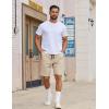 imageCOOFANDY Mens Casual Shorts Cotton Drawstring Elastic Waist Lightweight 9 Chino Golf Shorts Summer Beach ShortsLight Khaki