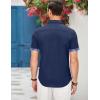 imageCOOFANDY Mens Cotton Casual Short Sleeve Button Down Shirt Plaid Collar Denim Work ShirtsA  Contrast Plaid Collar  Blue