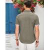 imageCOOFANDY Mens Cotton Casual Short Sleeve Button Down Shirt Plaid Collar Denim Work ShirtsA  Contrast Plaid Collar  Green
