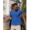 imageCOOFANDY Mens Cotton Henley TShirts Short Sleeve Button Casual Basic Tees Work Shirts with Split SideBlue