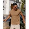 imageCOOFANDY Mens Cotton Henley TShirts Short Sleeve Button Casual Basic Tees Work Shirts with Split SideLight Brown
