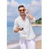 imageCOOFANDY Mens Cotton Linen Henley TShirt Long Sleeve Hippie Casual Beach TShirtsBlue Pinstripe